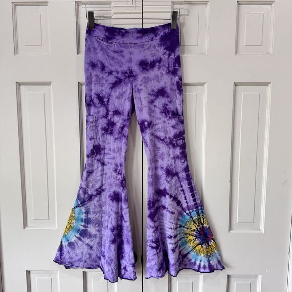 Grateful Dead Steal your Face Mandala Tree Print Booty Bell Pants Tie Dye Small - Picture 2 of 13